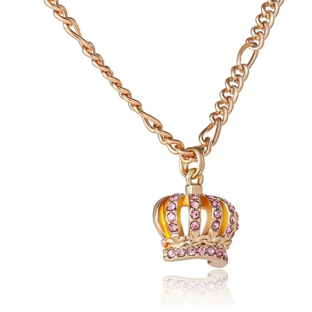 ▪️Juicy Couture▪️Crown Pendant & Stud Pink Crystal Embellushed Earring Set